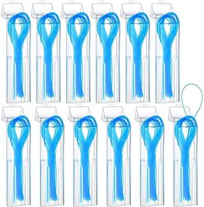 Vesici 600 Pcs Dental Floss Threader for Bridges, Braces, and Implants Dental Threader, Multifunctional Nylon Loop Design for Your Teeth, Pack of 12(Blue)