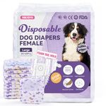 MICOOYO Disposable Dog Diapers Female, Doggie Diapers for Dogs Female, Super Absorbent Pet Diapers Foam Tail Hole Female Dog Diapers for Heat, Comfortable Puppy Diapers (L, 20Count)