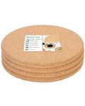 KITLAB Cork Trivet, 4 Pack High Density Thick Cork Coaster Set for Hot Dishes, 8 Inch Heat Resistant Multifunctional Cork Board, Hot Pads for Table & Countertop