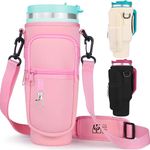 BOGI Water Bottle Carrier Bag with Pouch Pocket for Stanley Tumbler 40 oz，Neoprene Water Bottle Bag with Adjustable Strap and Carabiner for Stanley Cup for Walking, Cycling, Hiking, Camping, School