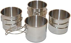 Oregon Trail - 18oz Stainless Steel Folding Handle Cup - for Camping (Set of 4pcs)