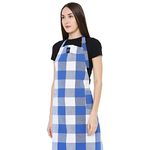 Encasa XO Apron for Kitchen for Men & Women, Cotton Fabric with Adjustable Straps, Pocket & Towel Holder for Easy cooking- Buffalo Blue Checks | 27"x33"