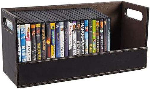 Stock Your Home DVD Storage Box, Movie Shelf Organizer for Blu-Ray, Video Game Cases, CDs, VHS Tape Display Stand, Disc Holder Can Store Up to 28 DVDs, Faux Leather (Espresso)