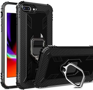 Case for iPhone 6 Plus/7 Plus/8 Plus,Soft TPU Bumper Shockproof Scratch-Resistant Protective Back Cover with 360° Rotation Ring Holder Kickstand,Black