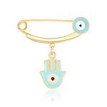 MANVEN Hamsa Evil Eye Stroller Pin Lucky Protection Clothes Brooch Diaper Bag Pin Birthday Gift, no gemstone