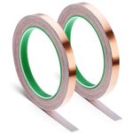 Conductive Adhesive Copper Tape, 2 Pcs Conductive Copper Foil Tape, Conductive Copper Tape with Single-Sided for Guitar, Slug Repellent, Stained Glass, Crafts, Electrical Repairs