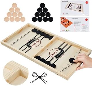moopok Fast Sling Puck Game - Fast Action Super Foosball Table Desktop Battle Slingshot Wooden Air Hockey Board Game -Guaranteed Fun for Family Game Night or Friends Party