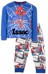 Marvel - Personalised Spiderman Pyjamas for Kids, Ages 4-5 - 100% Cotton, Long Sleeve Pyjamas - Official Merchandise - PJs Personalised Name Blue