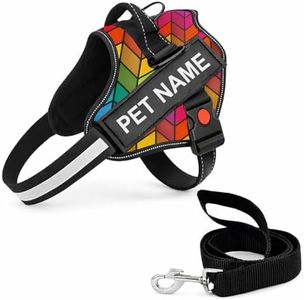 Berlin's Personalized Dog Harness with Pet Name & Phone Number, No Pull Dog Vest,Escape Proof Reflective Dog Harness, Custom Patches with Hook Backing (Rainbow, XL (35KGS Above))