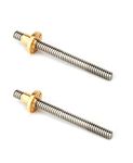 INVENTO 2Pcs 200mm Trapezoidal lead screw T8 8mm pitch 2mm lead 8 TR8 + brass nut for 3D Printer CNC Robotics