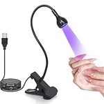 Geisofu UV Light Gooseneck UV Lamp for Nails 395nm 3w Black Light LED UV Nail Lamp with Clamp for Gel Nails Ultraviolet Curing UV Nail Lamp 5v USB Input UV Light with 4 Levels of Dimming