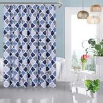 GlowSol Navy Shower Curtain 84 Inches Length Shower Curtain Moroccan Quatrefoil Modern Farmhouse Shower Curtain for Bathroom, Dark Navy/Blue/Grey