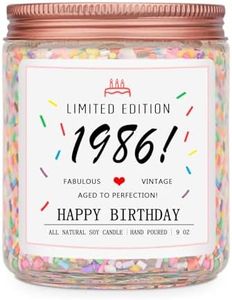 Homsolver 40th Birthday Gifts for Women Ideas, Decorations Gifts for 40 Year Old Woman, 40th Birthday Candles - Limited Edition 1986 Handmade (Vanilla Birthday Cake Scent with Sprinkles)