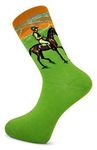 Frederick Thomas Green Mens Socks with Race Horse and Jockey design of London fun, funky, colorful, wacky