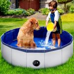 StarOcean Foldable Dog Pool, Kiddie Pool Hard Plastic Pool for Kids, Swimming Pool for Dogs, Collapsible Pool Dog Bathing Tub, Portable Dog Pool,Pets Wading Pool for Small Dogs,Cats(32 x 8 Inch,Grey)