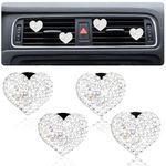 Tyqour 4Pcs Bling Heart Car Air Vent Clips Charms Air Conditioning Outlet Clip Crystal Rhinestone Universal Car Interior Decorative Accessories for Women Girls