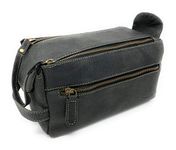 KomalC Leather Toiletry Bag for Men Full Grain dopp kit Shaving Bag