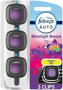 Febreze Auto Air Freshener, Odor-Fighting Automotive Vent Clip, Scented Car Accessories, Long Lasting for Strong Odors, Gain Moonlight Breeze Scent, 3 Count
