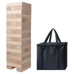 Giant Tumble Tower, Pine Wooden Topple Game Classic Block Stacking for Kids Adults Family,54 PCS