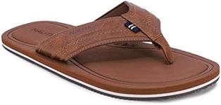 Nautica Men's Flip Flop, Rustic Style Fabric Lined, Beach Sandal-Cadman-Tan-7