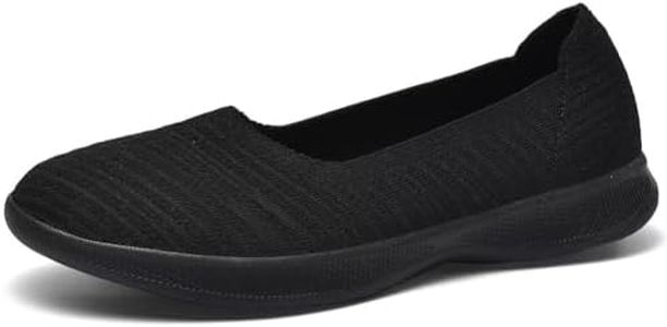 konhill Women's Slip on Loafers - Comfy Walking Tennis Low-Top Ballet Flat Nurse Shoes Casual Sneakers,Wide, 6.5 US All Black,37.5