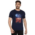 Van Heusen Men Athleisure Crew Neck Regular Fit T-Shirt - Short Sleeve, Chest Graphic_60096_Navy Nyk_L