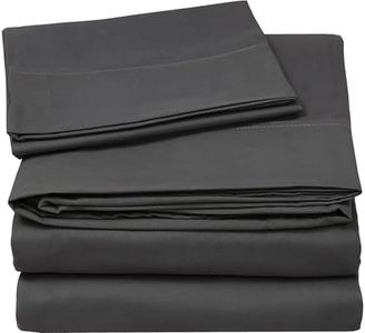 ZOYER Full Size Sheet Sets- Extra Soft Fitted Sheet Stretches Up to 15” Deep Pocket- Lightweight, Breathable Full Bed Sheets with Pillow Cases (Grey, 4 Piece)