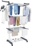 HOMIDEC Airer Clothes Drying Rack,4-Tier Foldable Clothes Hanger Adjustable Large Stainless Steel Garment Laundry Racks for Indoor Outdoor