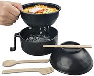 Layron Ramen Cooker Ramen Bowl Set with Chopsticks 33oz Microwave Noodle Bowl College Dorm Room Essentials for Girls for Boys Apartment Essentials-Black