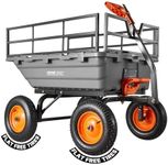 VEVOR Garden Dump Cart 1500lbs 15 Cu.Ft, Heavy Duty Wheelbarrow with Convertible Handle and 16" Flat Free Tires, Outdoor Yard Wagon ATV Trailer Dump Cart Tow Behind for Lawn Mower Tractor