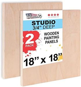 U.S. Art Supply 18" x 18" Birch Wood Paint Pouring Panel Boards, Studio 3/4" Deep Cradle (Pack of 2) - Artist Wooden Wall Canvases - Painting Mixed-Media Craft, Acrylic, Oil, Watercolor, Encaustic