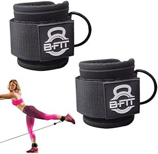 B Fit Neoprene Padded Ankle Strap/Ankle Cuff for Cable Machines Attachment - Adjustable Soft Wrist Cuff with D Ring, for Kickbacks, Glute Workouts, Leg Extensions, Curls, Exercises, One Pair