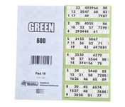 Bingosupermarket Bingo Tickets 600 Pad 6 To a Sheet 1-90 Perforated (Green)