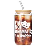 Muzuis Theater Gifts, Musical Theater Gifts, Broadway Gifts for Directors, Actors, Music Teachers, Musicians on Birthday Christmas - 17 Oz Drinking Glass Iced Can Glass Cup with Bamboo Lid and Straw