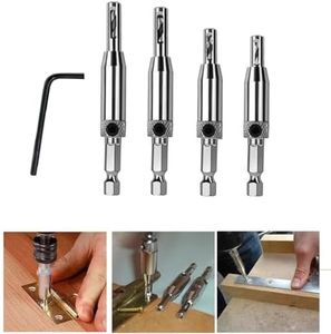 LimCryspp 4Pcs HSS Door Window Cabinet Self Centering Hinge Drill Bits Set for Opening Hole-5/64 Inch 7/64 Inch 9/64 Inch 11/64 Inch for Woodworking Window Door Hinge Woodworking Tools