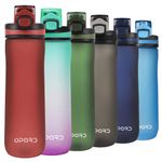 Opard Sports Water Bottle, 600ml BPA Free Non-Toxic Tritan Plastic Drinking Bottle with Leak Proof Flip Top Lid for Gym Yoga Fitness Camping