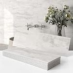 VAOVI Peel and Stick Backsplash Kitchen Tiles,Bathroom Wall Stickers Marble Tile Backsplash Individual Subway Tiles 3.9"x11.8"-16Tiles Gray