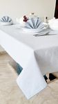 RUSTIQUE LINENS Heavy-Duty Cotton Blue Table Cloth | 150 x 234 CM | Stain & Water Repellent | Dining & Living Table Cover | Machine Washable | Embroidered Edge Design