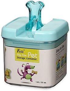 Small 5"H Flip-Tite Bone Square Pet Food Storage Canister in Clear/Blue