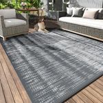 Outdoor Rug 8x10 ft Outdoor Carpet Fashion Camping Rugs-Modern Reversible Mat for Camping Plastic Straw Rugs for Patio RV Camper Balcony Backyard Picnic Deck Rug Dark Grey