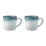 Denby - Azure Haze Blue Coffee Mug Set of 2 - 400ml Large Stoneware Ceramic Tea Mug Set For Home & Office - Dishwasher Safe, Microwave Safe - Blue, White Reactive Gradient Glaze - Chip Resistant