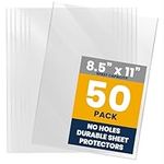 Performore 50 Clear No Hole Sheet Protectors, 8.5" x 11", Plastic Sheet Sleeves, Top Loading Paper Protector, Archival Safe for Documents and Photos