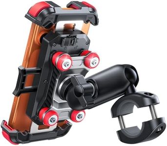 JOYROOM Motorcycle Phone Mount Holder - [Dual Vibration Dampener] [Metal Adjustment Arm] Motorcycle Cell Phone Holder Mount, Bike Bicycle Handlebar Phone Mount for All 4.7''-7'' Cell Phones, Red