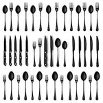 SHEUMNT 48-Piece Black Silverware S