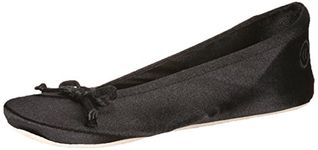 Isotoner womens Satin Ballerina Slippers, Black, 8 9 US