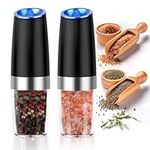 Automatic Pepper Grinder Salt Mill - Upgraded 4 Batteries Powered Salt Pepper Grinder Set Adjustable Salt Pepper Mills Electric Pepper Shaker Automatic Salt Grinder