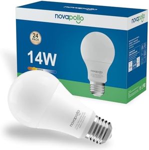 novapollo A19 LED Light Bulbs,100 Watt Equivalent LED Bulbs,E26 Standard Base,Daylight White 5000K LED Lights for Bedroom,1500LM Non-Dimmable,14W LED Lights,10,000 Hour Lifetime, 24-Pack