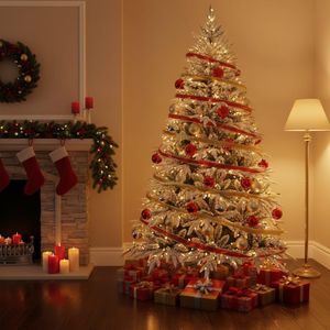 8ft Lapland Fir Flocked Christmas Tree – Snowy Artificial Holiday Decor