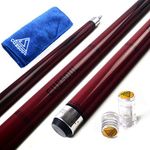 CUESOUL SOOCOO Series Maple Pool Cue Stick Set 58 inch 19oz 12.75mm Tip with Joint/Shaft Protector and Cue Towel Red