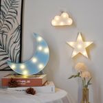 GUOCHENG Moon Star Cloud Night Light Set Battery Operated LED Marquee Sign Decorative Night Table Lamps for Baby Children Bedroom Nursery